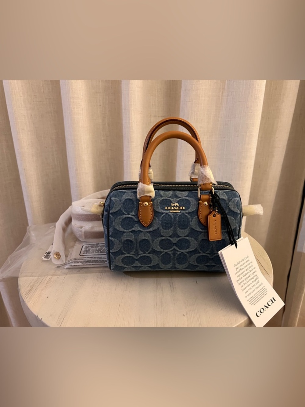 NWT Coach Signature Denim Mini Rowan Crossbody bag sold out